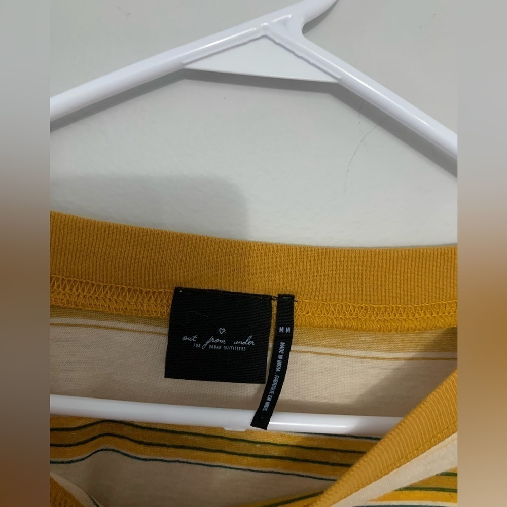Out From Under Long Sleeve Top Crop Top Stripes Yellow Green Brown Size M - Picture 5 of 8